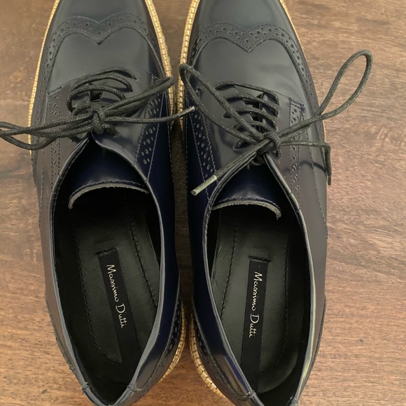 Massimo Dutti Black Leather Platform Loafers - Picture 5 of 7